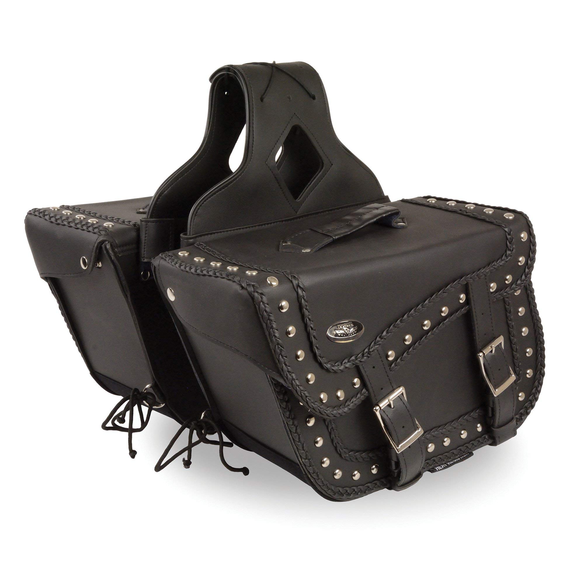 cebag様  cel x 1  black Milwaukee Leather SH66401ZB Black Large 'Studded and Braided' Zip